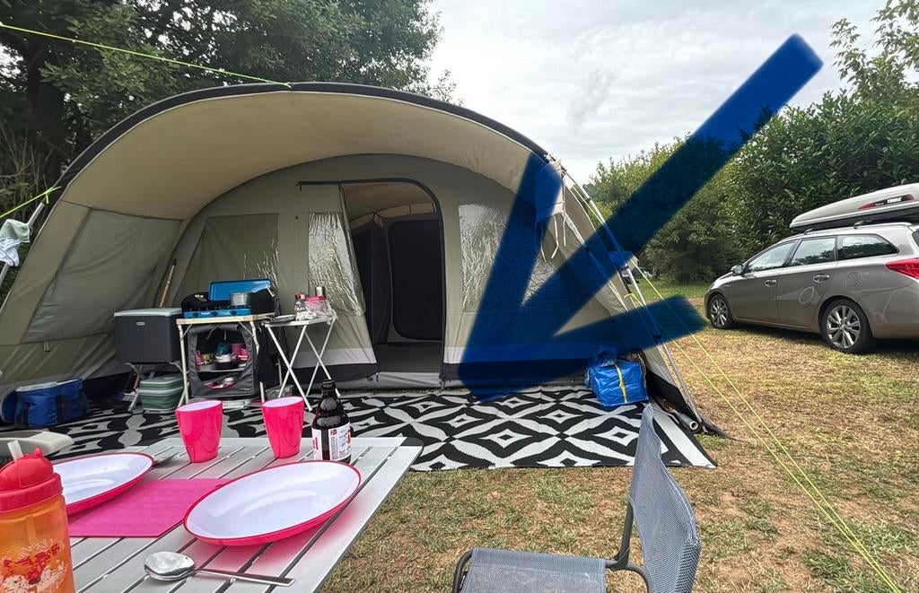 Patio mat/ tenttapijt - Zwart/Wit Cube design (5x2,5m), Ophalen of Verzenden, Zo goed als nieuw