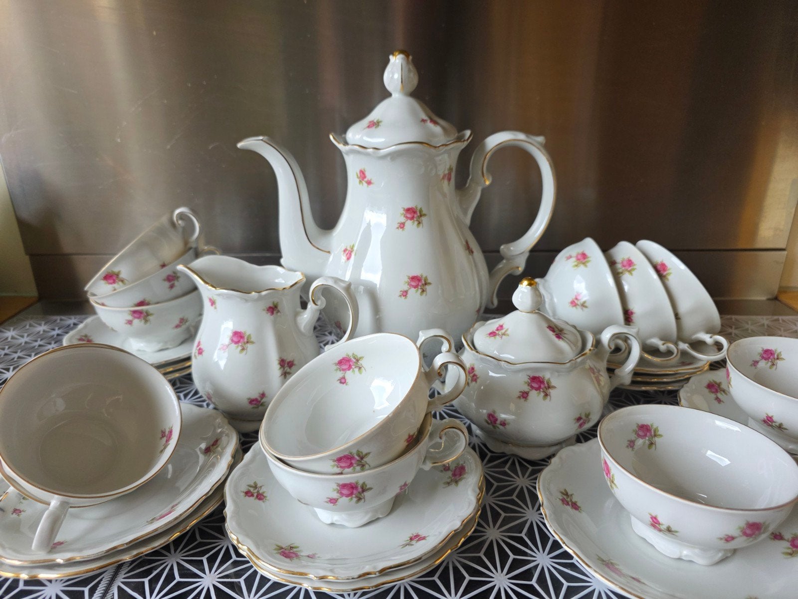 Koffie thee servies met roosjes, Ophalen of Verzenden