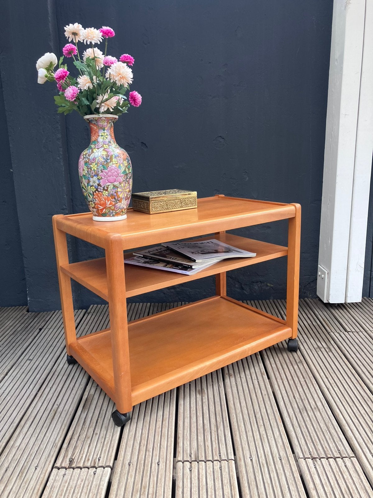 Prachtige  Vintage Serveerwagen. Teakhout. Deens., Huis en Inrichting, Ophalen, 50 tot 100 cm, Vintage. Deens, Teakhout