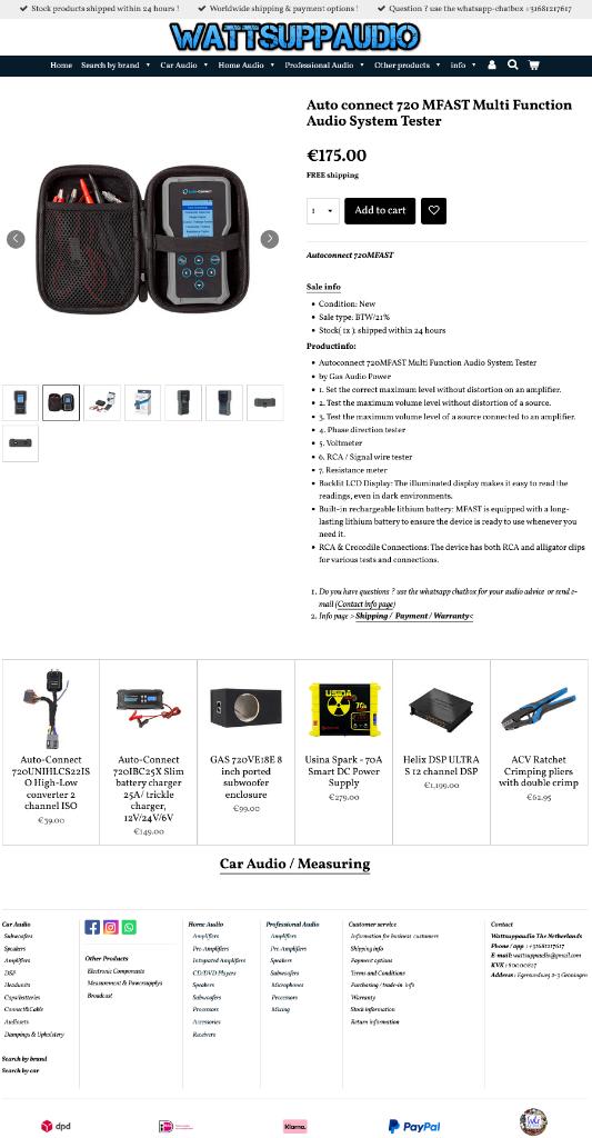 Auto connect 720 MFAST Multi Function Audio System Tester, Info@optimount.nl, Nieuw, Ophalen of Verzenden, Anholtseweg 48A 7091 HB DINXPERLO