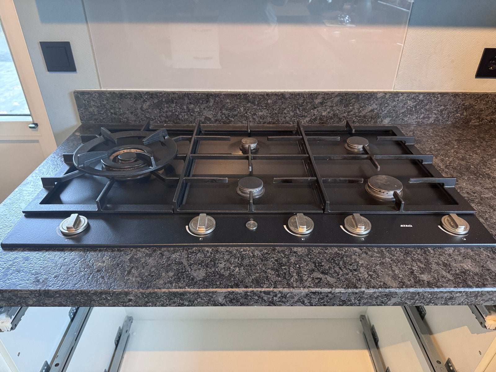 ATAG Gaskookplaat 90x52 cm - Zwart, Ophalen, Gebruikt, Inbouw, Gas