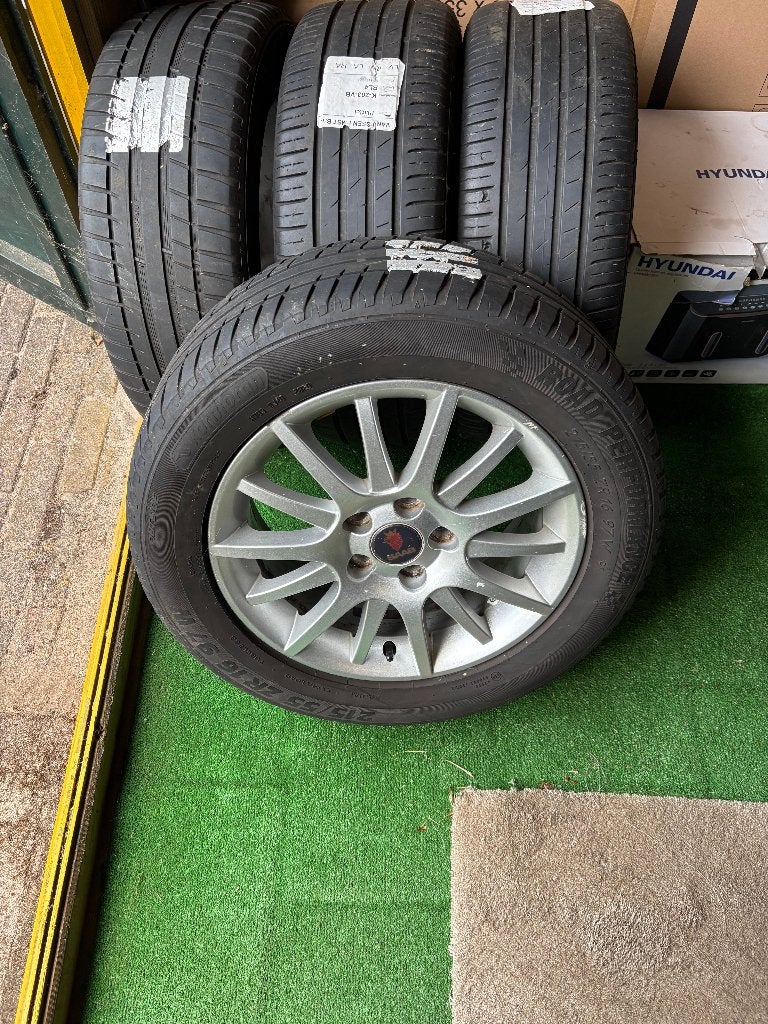Saab originele velgen en banden 4 stuks maat 215-55-16, Auto-onderdelen, Ophalen, 16 inch, Band(en), Personenwagen