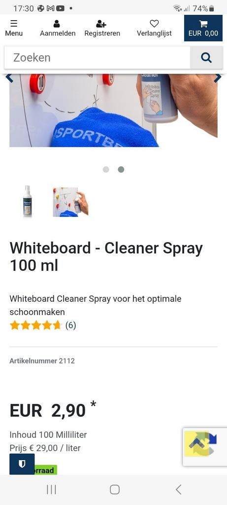 Whiteboard cleaner / ontvetter, Ophalen of Verzenden