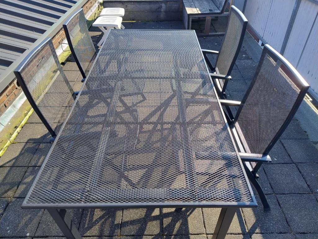 Kettler tuintafel en 4 stoelen, Tuin en Terras, Ophalen, Gebruikt, Tuinset, Eettafel