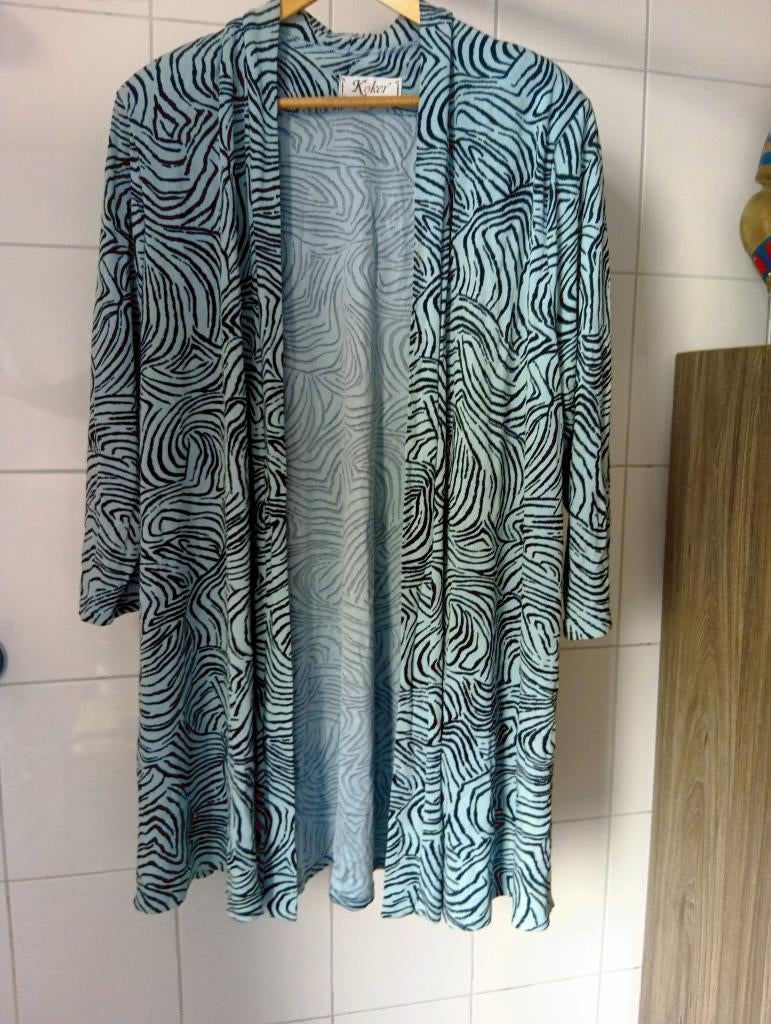 Koker Amsterdam Cardigan Zebra Print Blauw/Zwart T.U., Koker, Blauw, Maat 42/44 (L), Ophalen of Verzenden