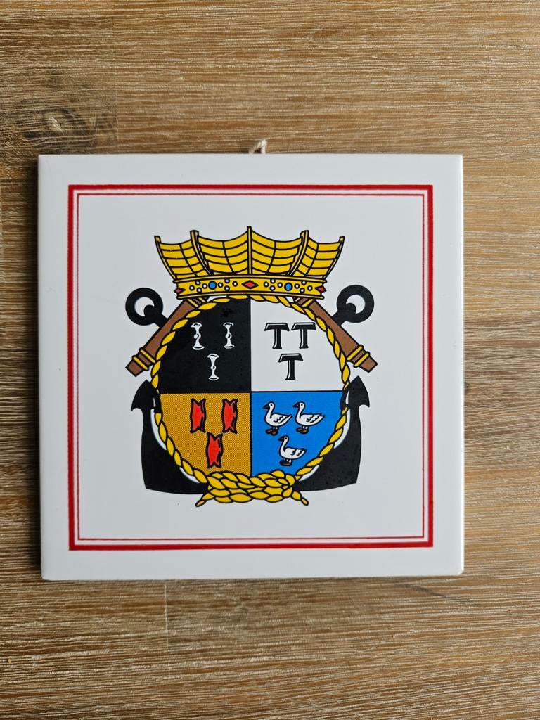 Mosa Tegeltje Hr. Ms. Van Nes Wapenschild Koninklijke Marine, Ophalen of Verzenden