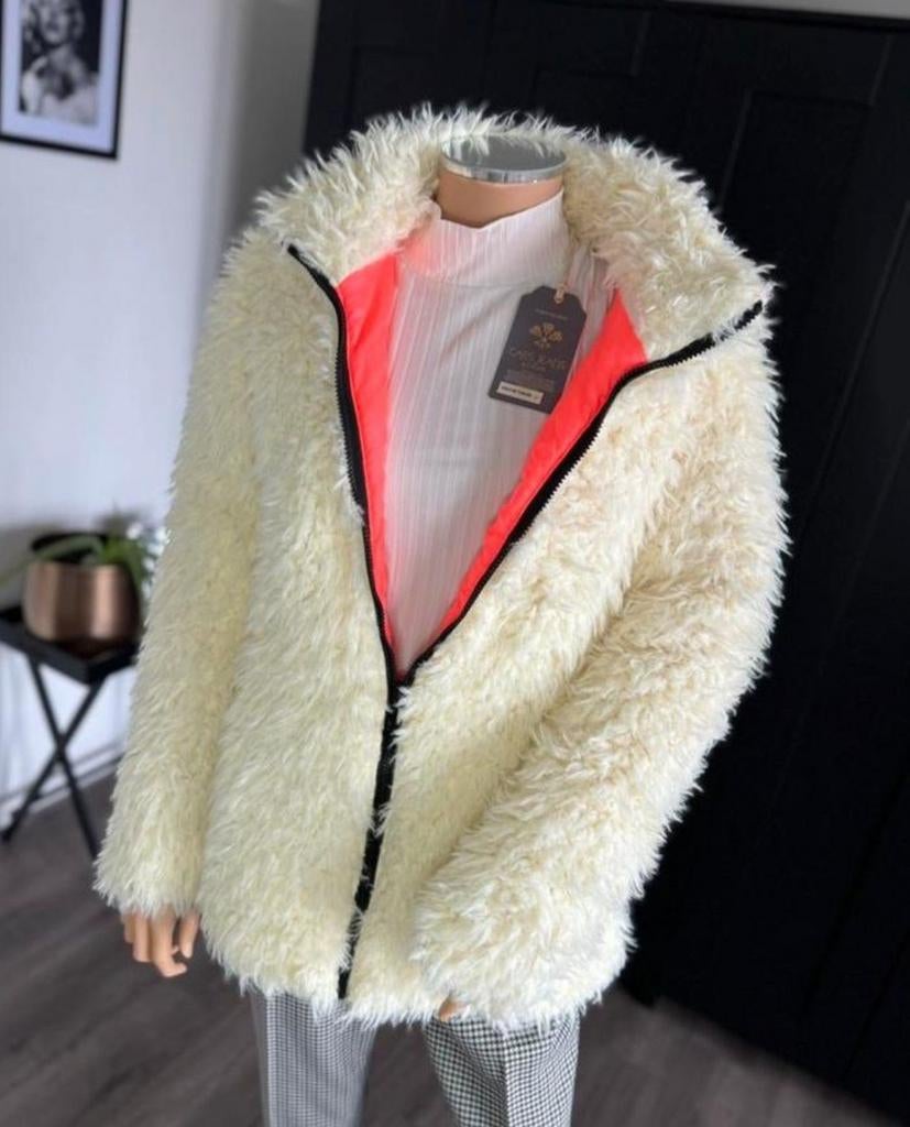 Cars Jeans Fluffy Teddy Jas, Kleding | Dames, Jassen | Winter, Wit, Nieuw, Ophalen of Verzenden, Maat 36 (S)