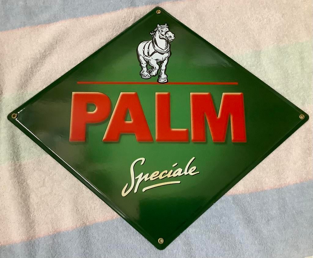 Emaille bord PALM bier begin 2000 heeft niet gehangen, Ophalen of Verzenden, Gebruikt, Reclamebord, Plaat of Schild, Palm