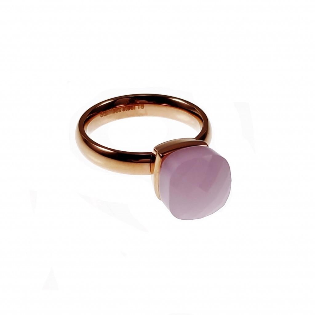 Solitaire Ring + Rose Kristal Stalen Zilverkleur Dames Ring, Met kristal, Birgitta-Gracht 33, 6465 EL Kerkrade, Nederland, Verzenden
