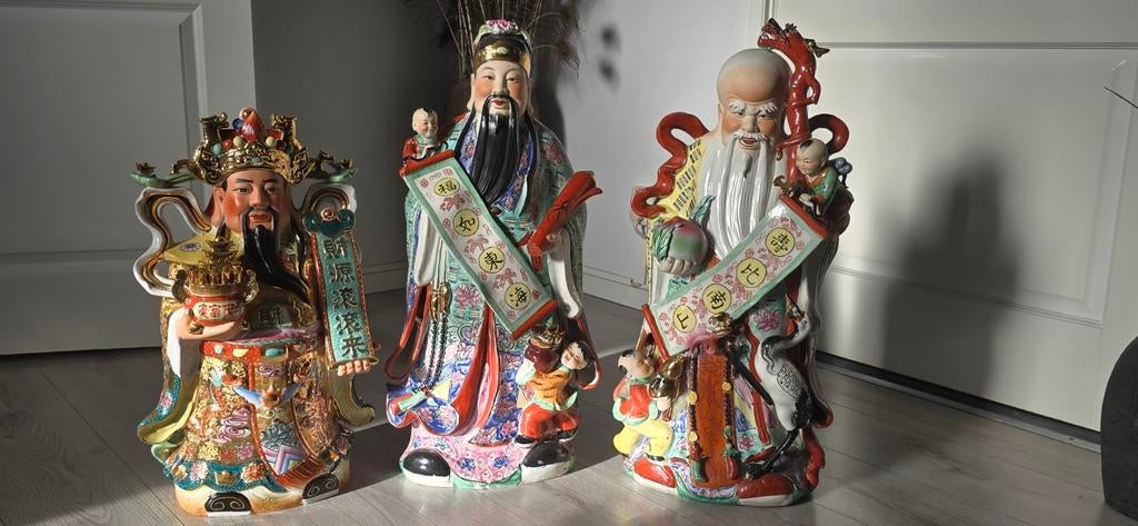 3 Chinese porseleinen beelden - Fu Lu Shou, Antiek en Kunst, Ophalen