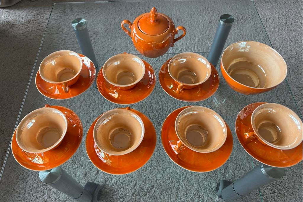 Antiek Victoria Czecho Slovakia Servies Parelmoer, Antiek en Kunst, Ophalen of Verzenden