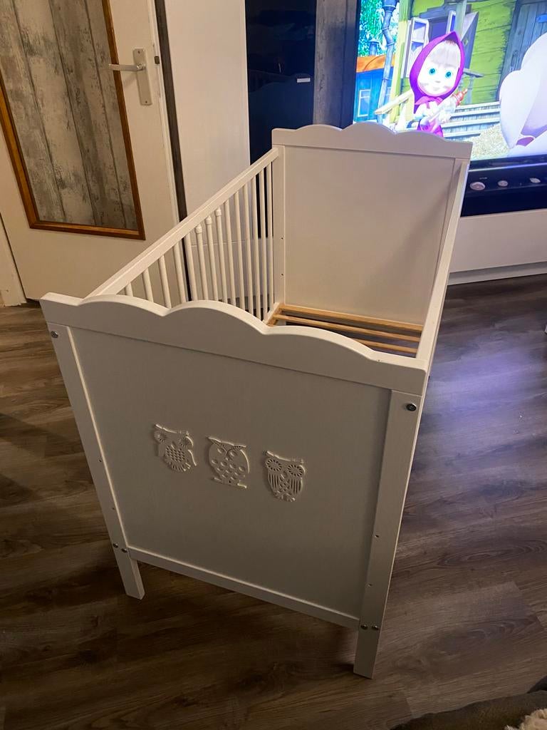 Ledikant Uil Wit 60x120 cm - Babybed, Kinderen en Baby's, Babywiegjes en Ledikanten, Zo goed als nieuw, Ledikant, Ophalen