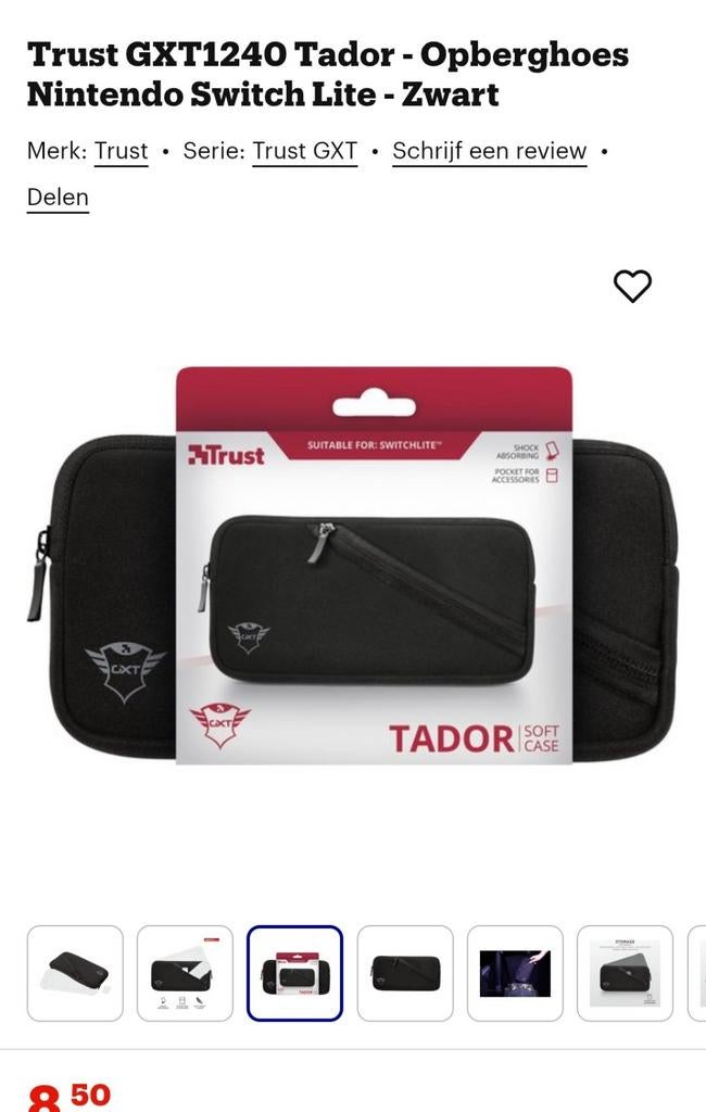 Trust GXT1240 Tador Hoes - Nintendo Switch Lite - Zwart, Spelcomputers en Games, Switch Lite, Hoesje, Tasje of Behuizing, Nieuw