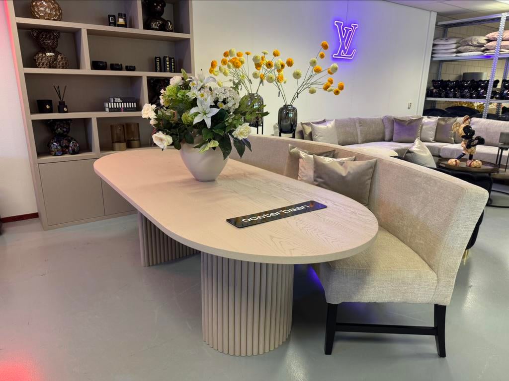 Luxe Beige Oak Eettafel Bo 240x100cm NIEUW Ovaal Rond Custom, Huis en Inrichting, Tafels | Eettafels, 100 tot 150 cm, Info@oosterbaanwonen.nl