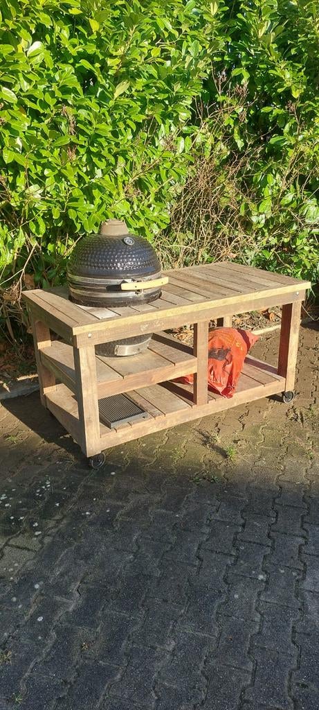 Houten BBQ Tafel met Wielen, Ophalen, Gebruikt, Handgemaakt