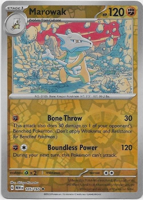 Pokemon 151,  Marowak [reverse] 105/165, Ophalen of Verzenden, Nieuw, Losse kaart