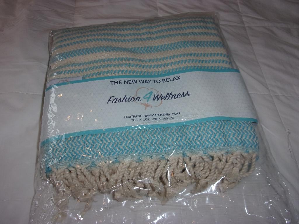 Hamamdoek Fashion For Wellness Turquoise 100x180 blauw, Huis en Inrichting, Ophalen of Verzenden, Nieuw, Blauw, Overige typen