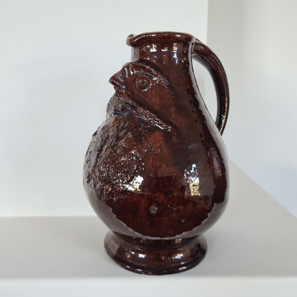 Bruin geglazuurde aardewerken puntneus kruik, 25 cm. Koopje!, Antiek en Kunst, Antiek | Keramiek en Aardewerk, Ophalen of Verzenden