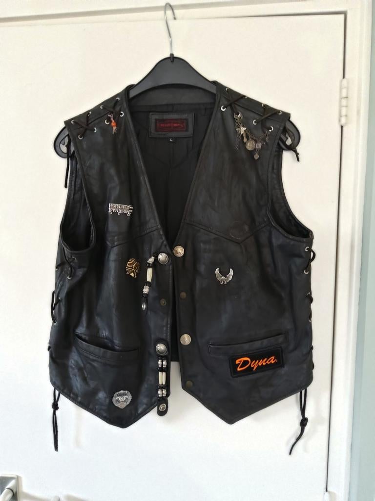 Motor vest. Leer. Maat M/L, Ophalen, Maat 52/54 (L), Zwart