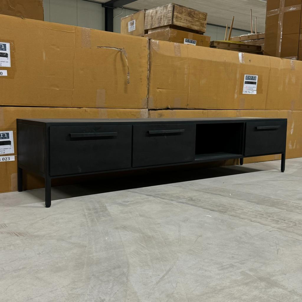 tv dressoir metaal zwart japandi industrieel 220cm, Huis en Inrichting, Kasten | Dressoirs, Nieuw, 200 cm of meer, 25 tot 50 cm