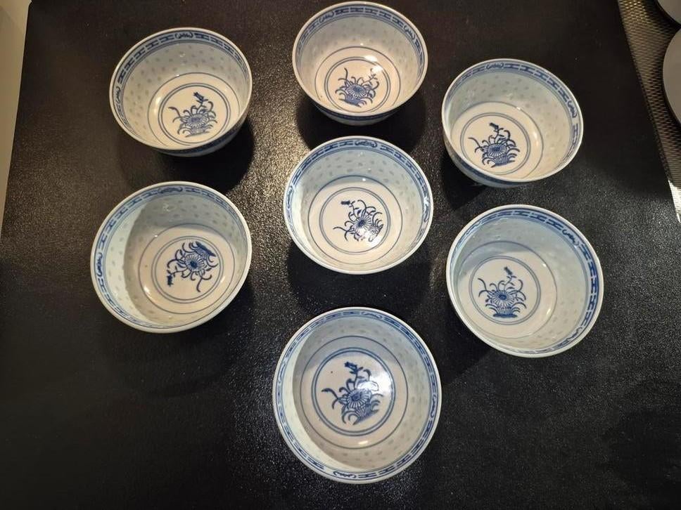 Chinees Rijstkorrel Porselein Kommen - Jingdezhen, Ophalen of Verzenden