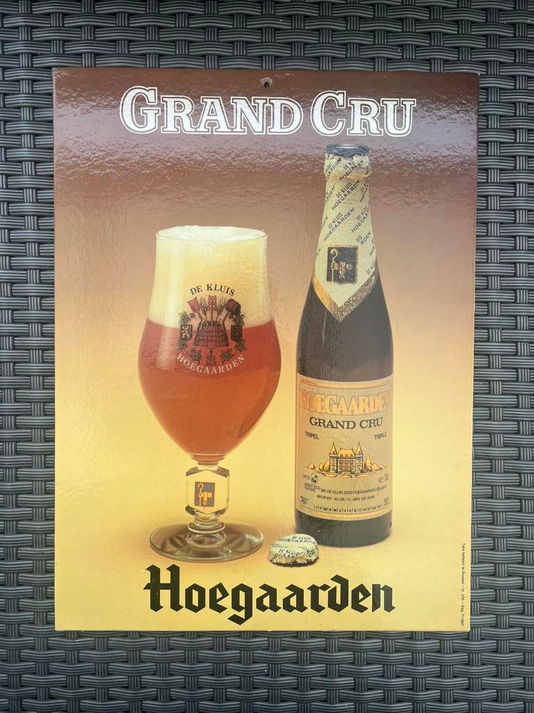 Hoegaarden Grand Cru kartonnen reclamebord (belgisch), Ophalen of Verzenden, Zo goed als nieuw, Reclamebord, Plaat of Schild, Overige merken
