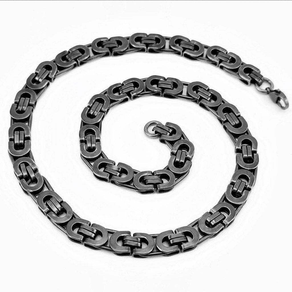 57cm x 10mm Platte Koningsketting Heren - Verouderde Stalen, Sieraden, Tassen en Uiterlijk, Kettingen, Overige materialen, Birgitta-Gracht 33, 6465 EL Kerkrade, Nederland