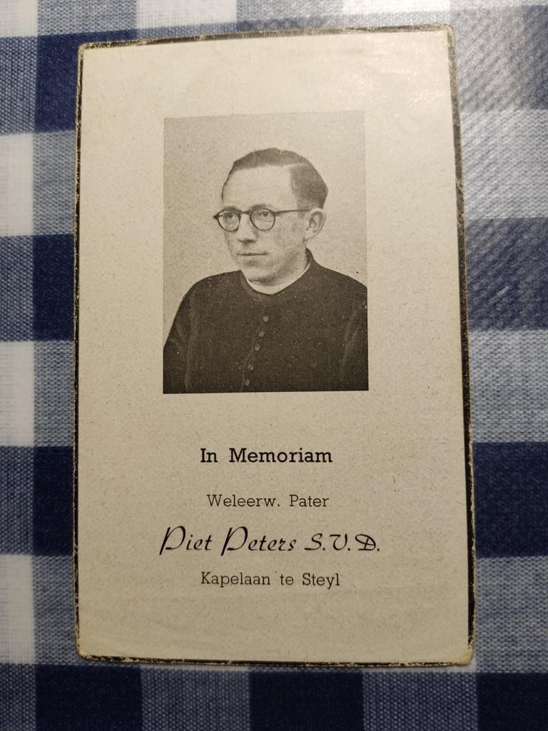 Bidprentje pater Piet Peters Windhausen, Verzamelen, Ophalen of Verzenden