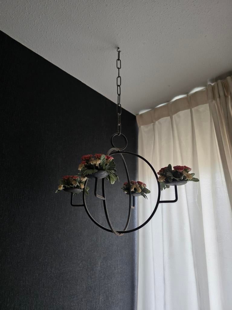 Decoratieve hangkandelaar met bloemen, Ophalen, Gebruikt, Vintage, Minder dan 50 cm