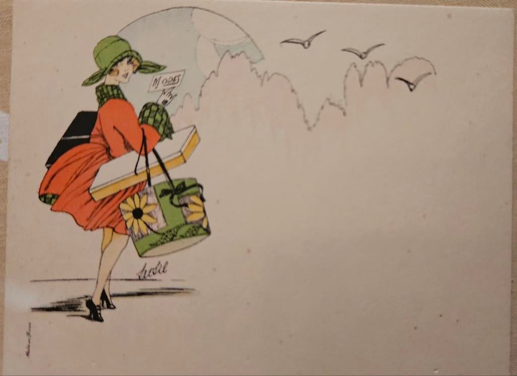 Modekaartje. Tekenaar Lucit, Ophalen of Verzenden, Voor 1920, Ongelopen