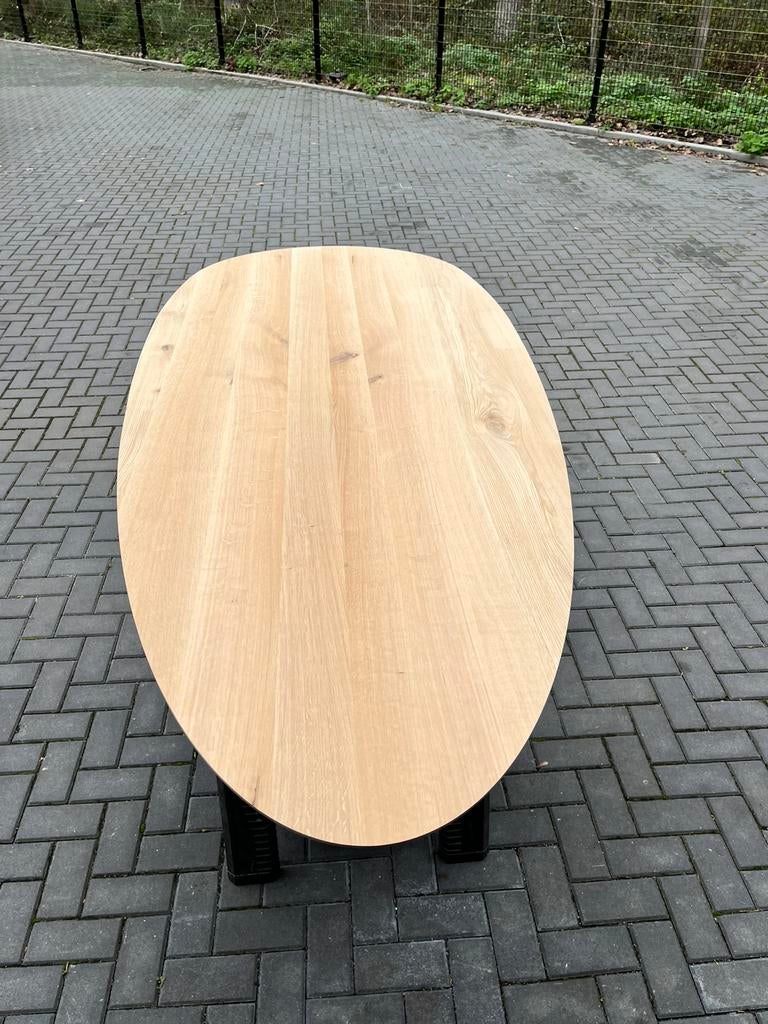 Organische eettafel 260x110x3 verjongd eiken rustiek, Ophalen, 100 tot 150 cm, Eikenhout, Vijf personen of meer