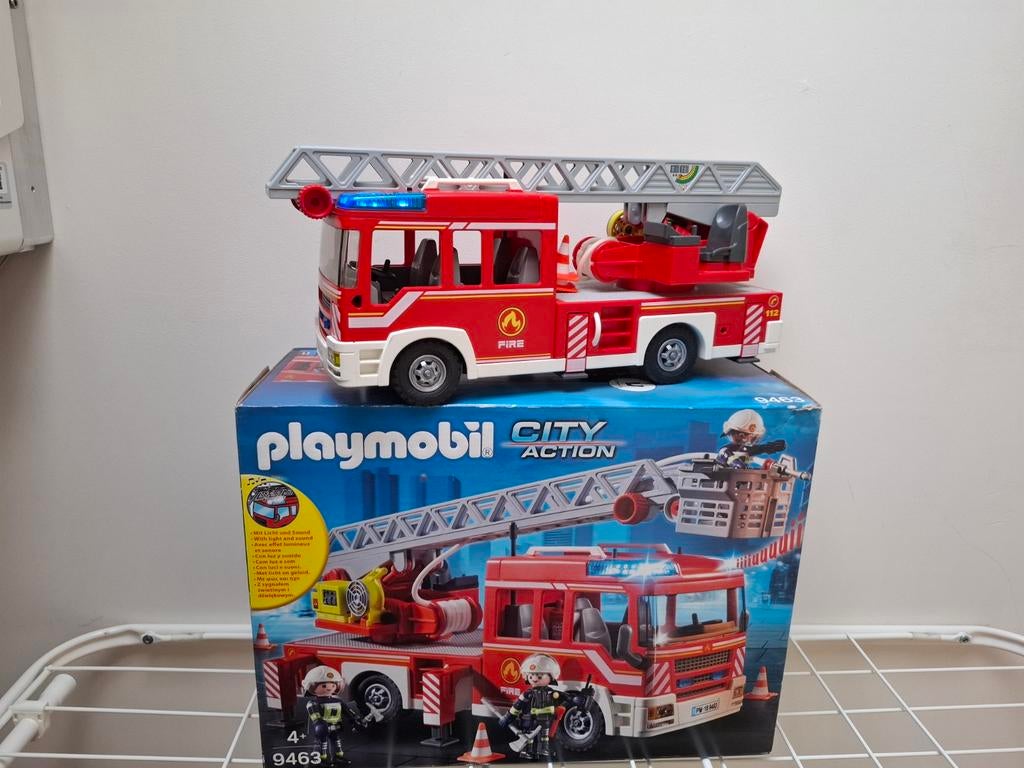 Playmobil Brandweer Ladderwagen met Licht & Geluid, Ophalen of Verzenden, Gebruikt, Complete set