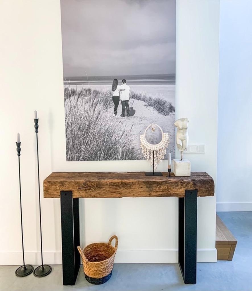 Stoer TV meubel, Onbehandelde Spoorbiels met matzwart staal, Ophalen, Nieuw, Robuust, authentiek, stoer, warm, 200 cm of meer