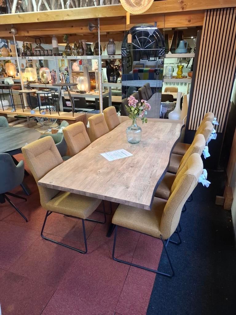 Nieuwe Tafel 240 x 100 cm, HPL, met boomstam effect, H&H, Ophalen, Overige materialen, 50 tot 100 cm, Vijf personen of meer