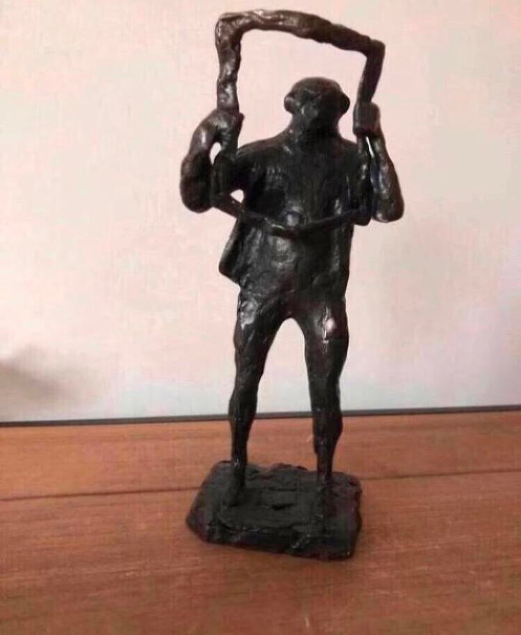GEZOCHT: Beeldje Martinus Tijl krant lezer Zwolsche Courant, Antiek en Kunst, Ophalen of Verzenden, Brons