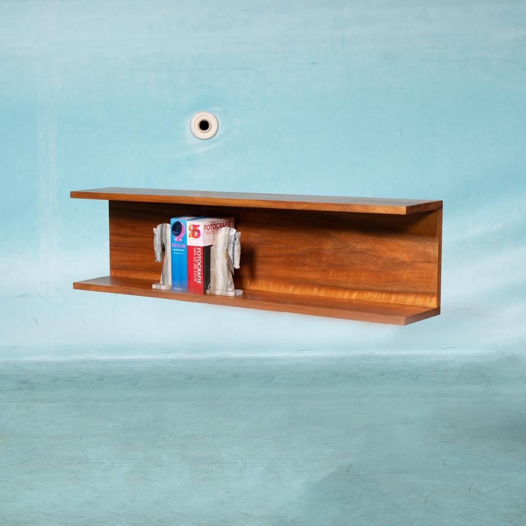 Minimalistische walnoot wandconsole mid century, Huis en Inrichting, Woonaccessoires | Wandplanken en Boekenplanken, Ophalen of Verzenden