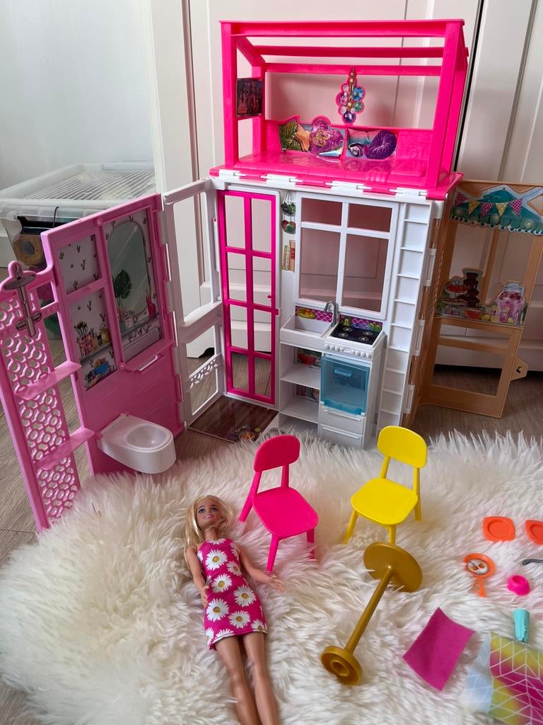 Barbie vakantiehuis, Kinderen en Baby's, Speelgoed | Poppenhuizen, Ophalen, Gebruikt, Toebehoren