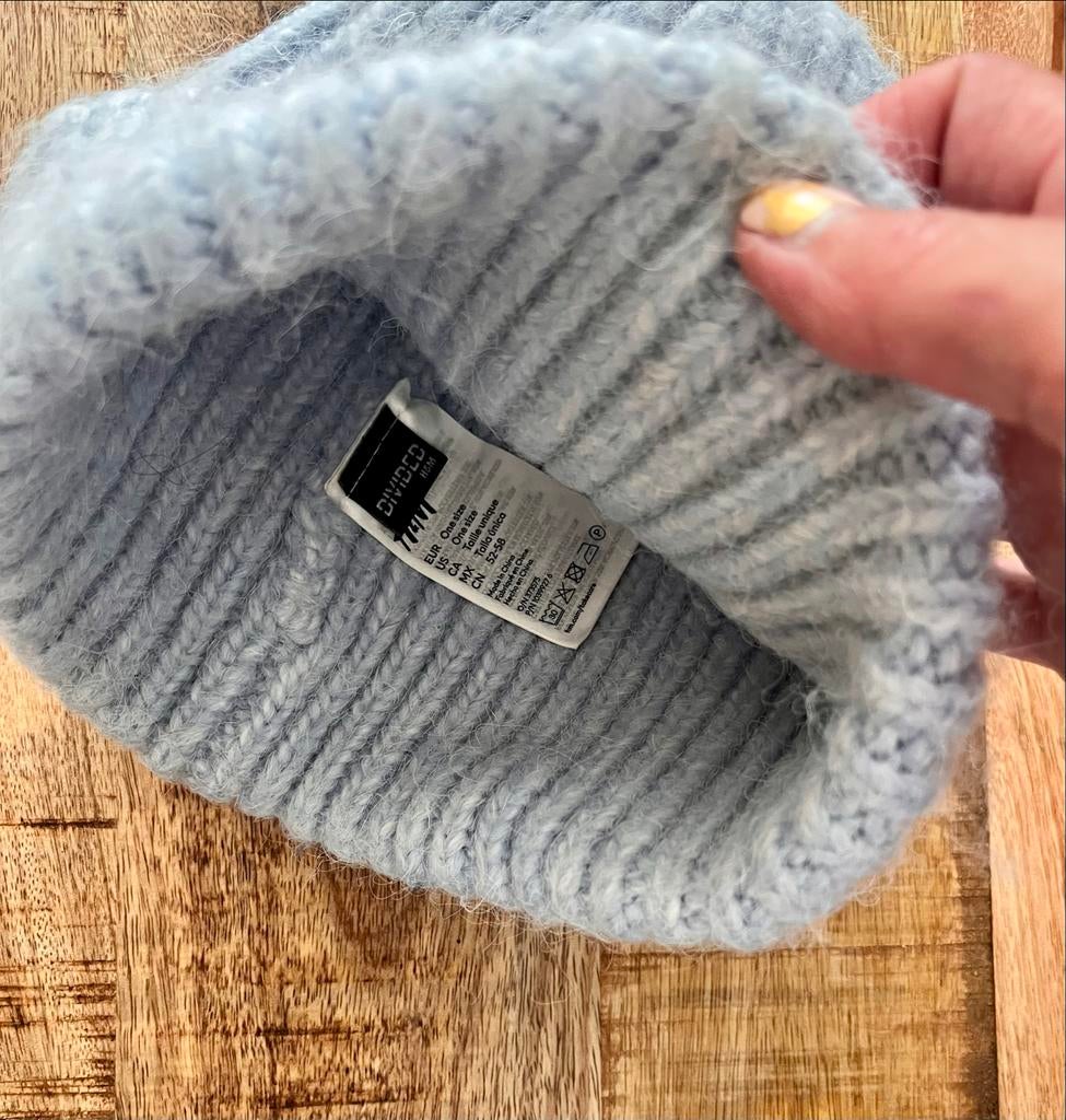 Lichtblauwe H&M Gebreide muts, Ophalen of Verzenden, Zo goed als nieuw, Muts