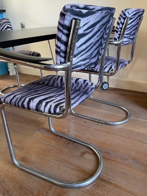 4 Vintage De Wit buisframe stoelen model 3011, Huis en Inrichting, Stoelen, Ophalen, Gebruikt, Overige kleuren, Vier