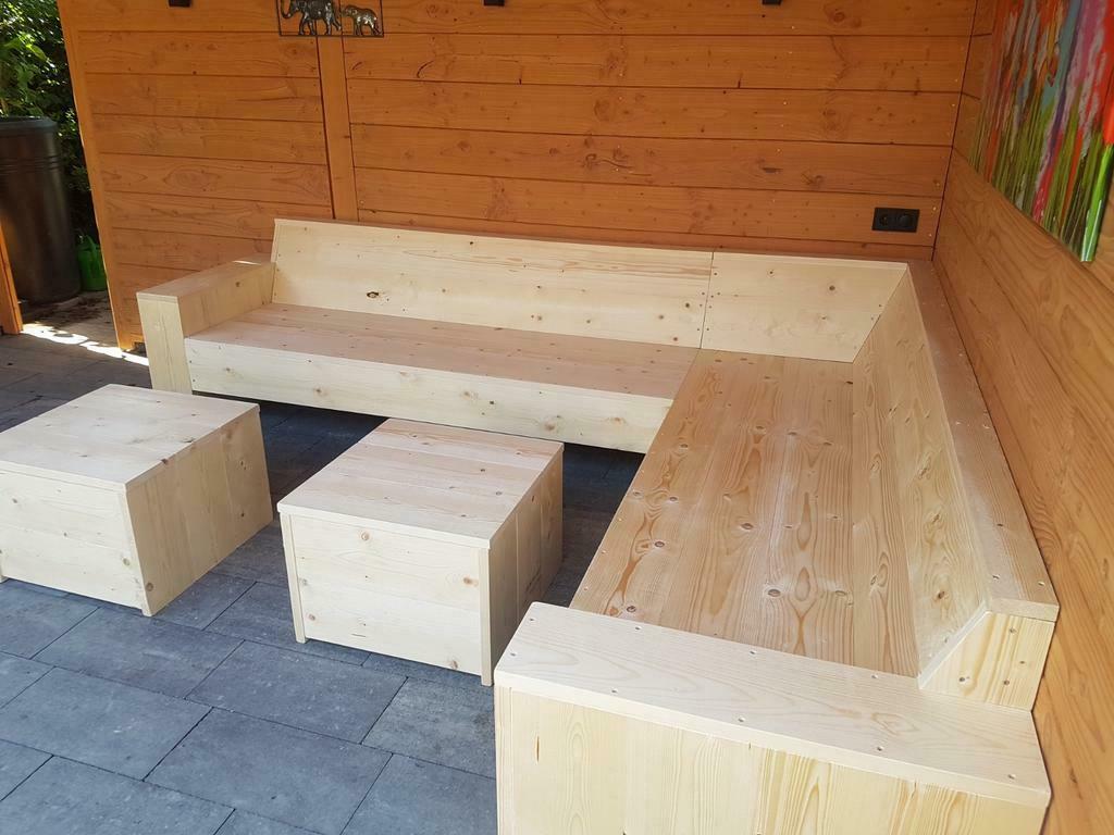 Lounge hoekbank steigerhout, Ophalen of Verzenden, Nieuw, Steigerhout
