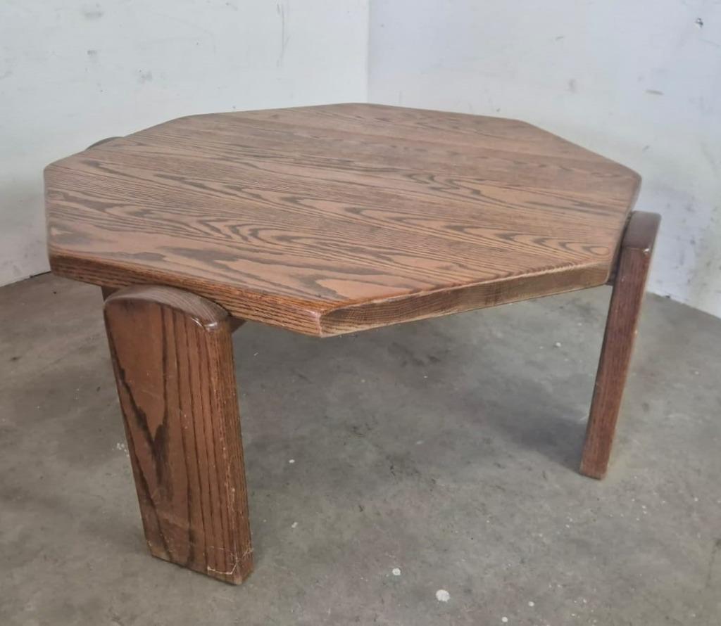 Brutalist eiken salontafel, Ophalen, Gebruikt, 100 tot 150 cm, Onbekend