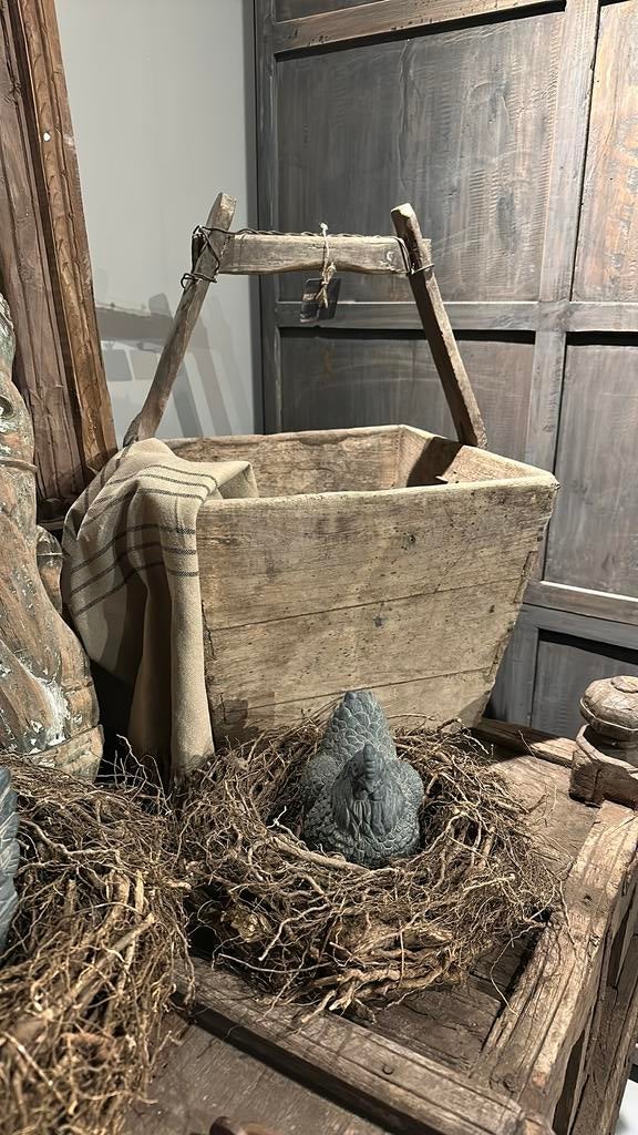 Oude sobere landelijke unieke plukmand uit china, Ophalen of Verzenden