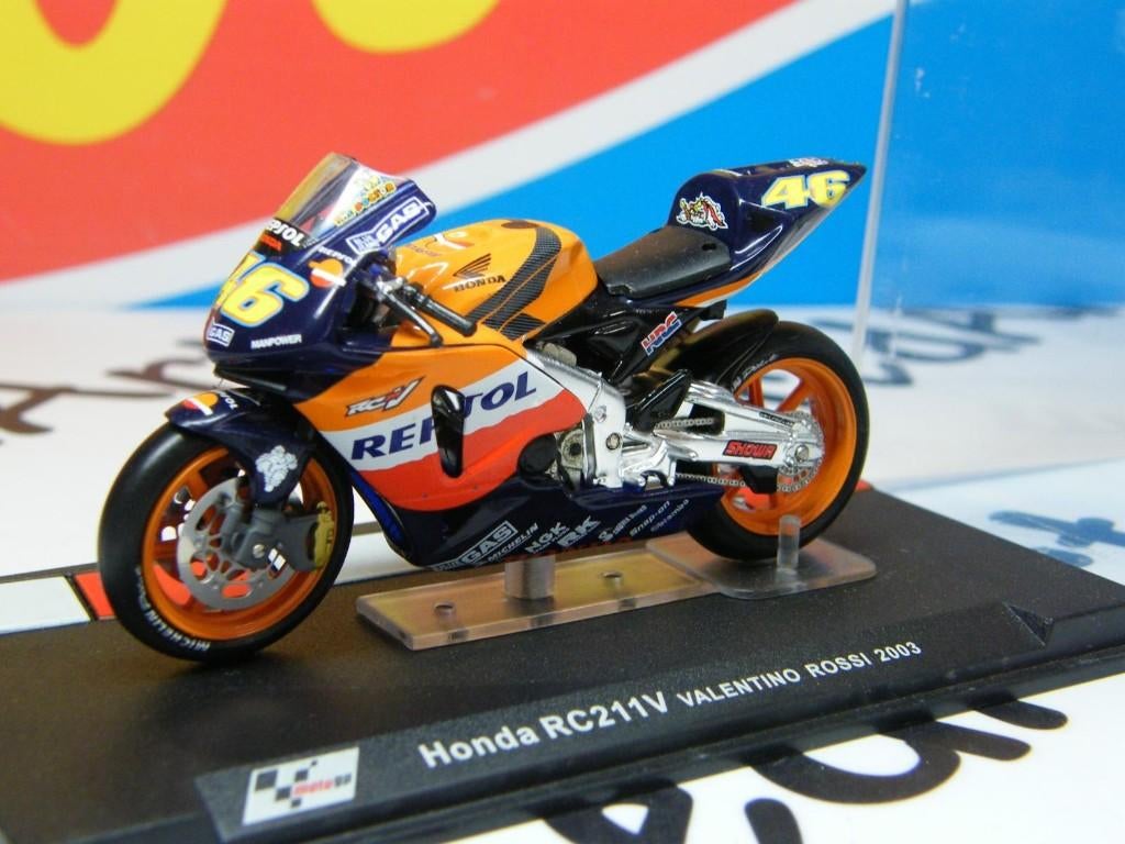 59721: Honda RC211V - Valentino Rossi - 2003 - Atlas 1:24, Ophalen of Verzenden, Zo goed als nieuw, Motor, Bachsatztstr. 54 D 72131 Ofterdingen, Germany