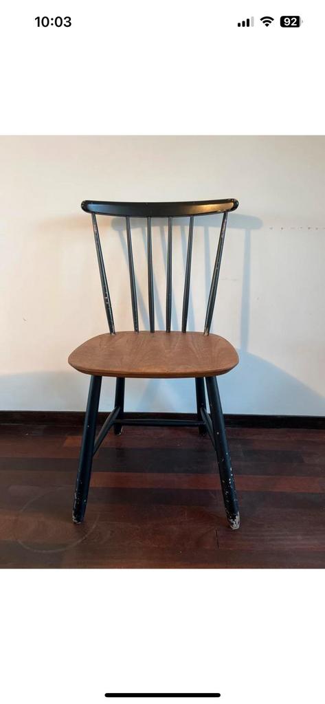 Fanett stoel met zwarte poten hout, Ophalen, Gebruikt, Zwart, Eén