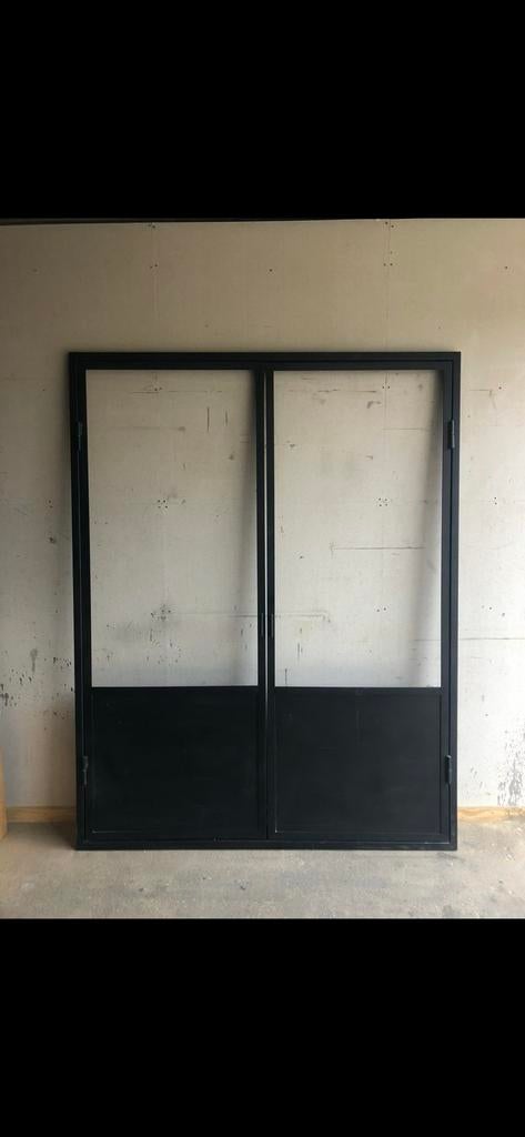 Metalen deur zwart, 160x220cm, Ophalen, Gebruikt, Buitendeur, Metaal