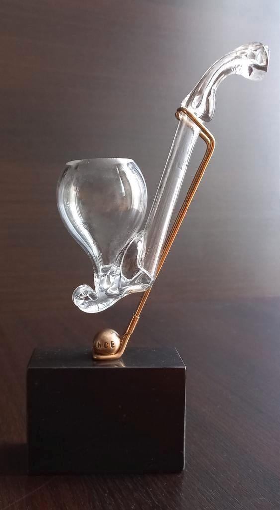 Unieke Franse Art Deco Glazen Pijp op granieten sokkel FRANC, Ophalen of Verzenden