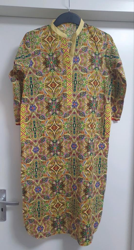 Gele Tuniek Jurk met Multi Kleur Print - Maat S, Geel, Ophalen of Verzenden, Maat 36 (S), Boven de knie