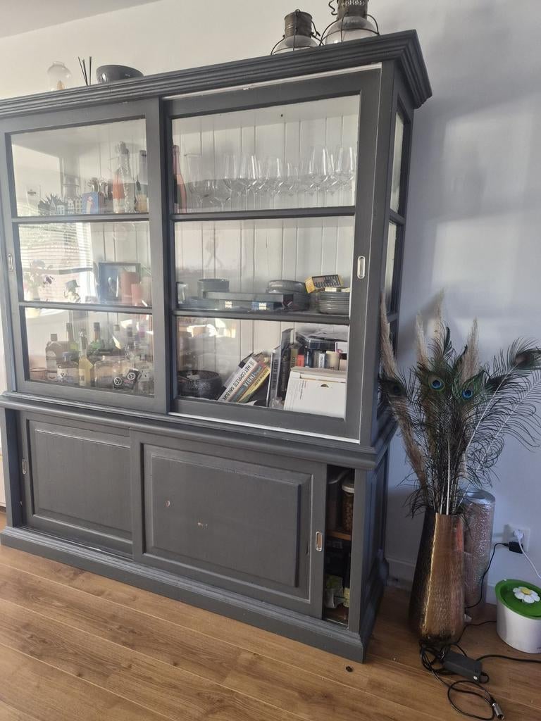 Geverfde buffetkast, 182x202 cm, in twee delen, Huis en Inrichting, Kasten | Buffetkasten, Ophalen, Gebruikt, Met deur(en), 200 cm of meer
