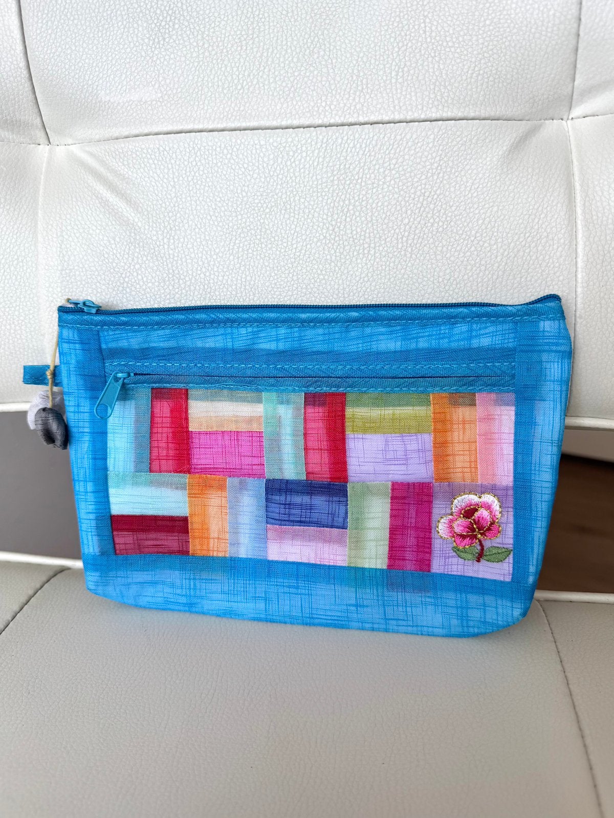 Koreaans Make-up Tasje/Etui met kleurrijk patchwork, Sieraden, Tassen en Uiterlijk, Toilettassen, Verzenden, Nieuw, Blauw, Dame