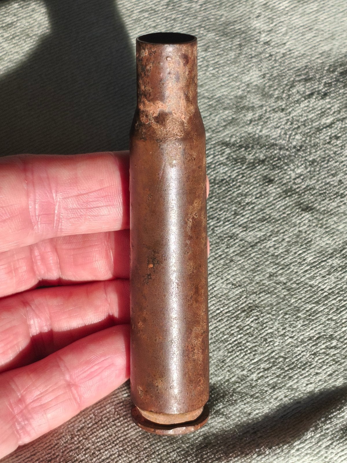 .50 kaliber huls Amerikaans Des Moines Browning WO2 - 1943, Ophalen of Verzenden, Luchtmacht, Duitsland, Hulzen of Bodemvondsten